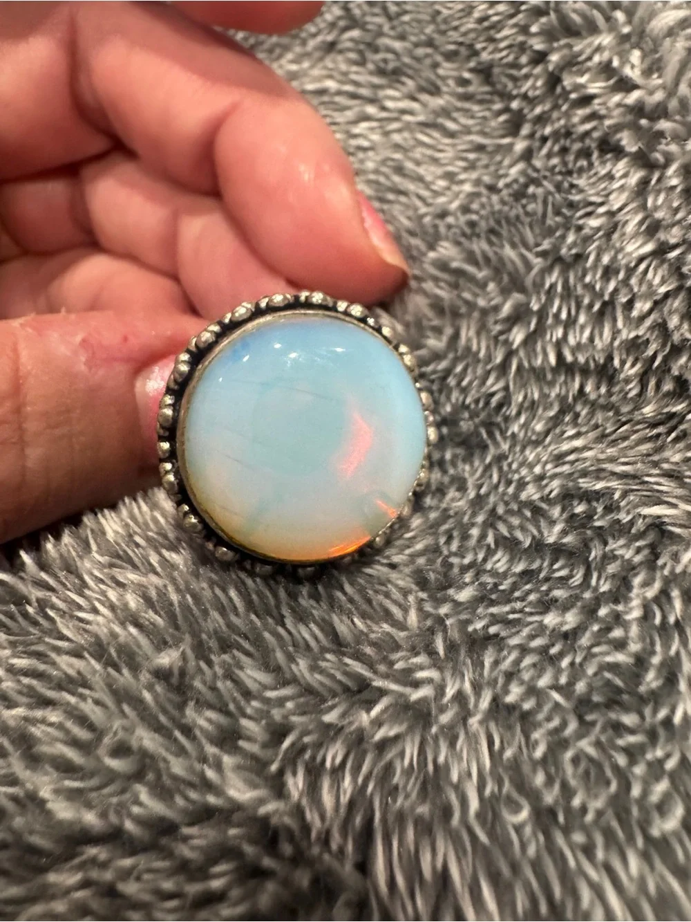 Opal-Effect Statement Ring in Opalescent Blue